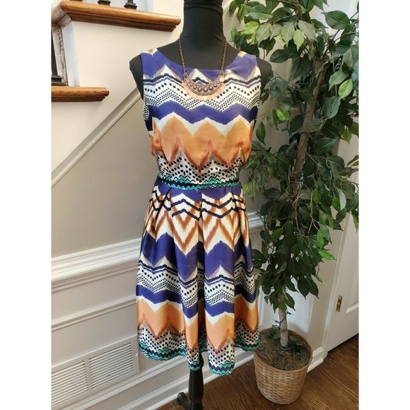 Isabel & Nina Women Multicolor Polyester RoundNeck Sleeveless KneeLength Dress 4 - Picture 1 of 11